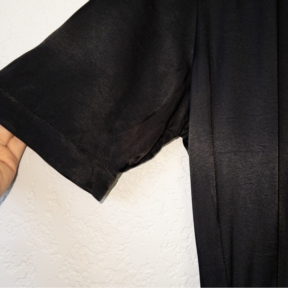 Zara Black Satin Collared Wrap Dress Size XS - Picture 5 of 8